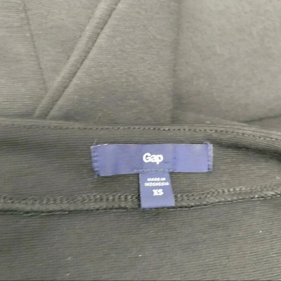 Gap Dress Black XS Knit Drop Waist ‎ 3/4 Sleeve Pockets Pleats Back Zip Classic - Picture 7 of 11